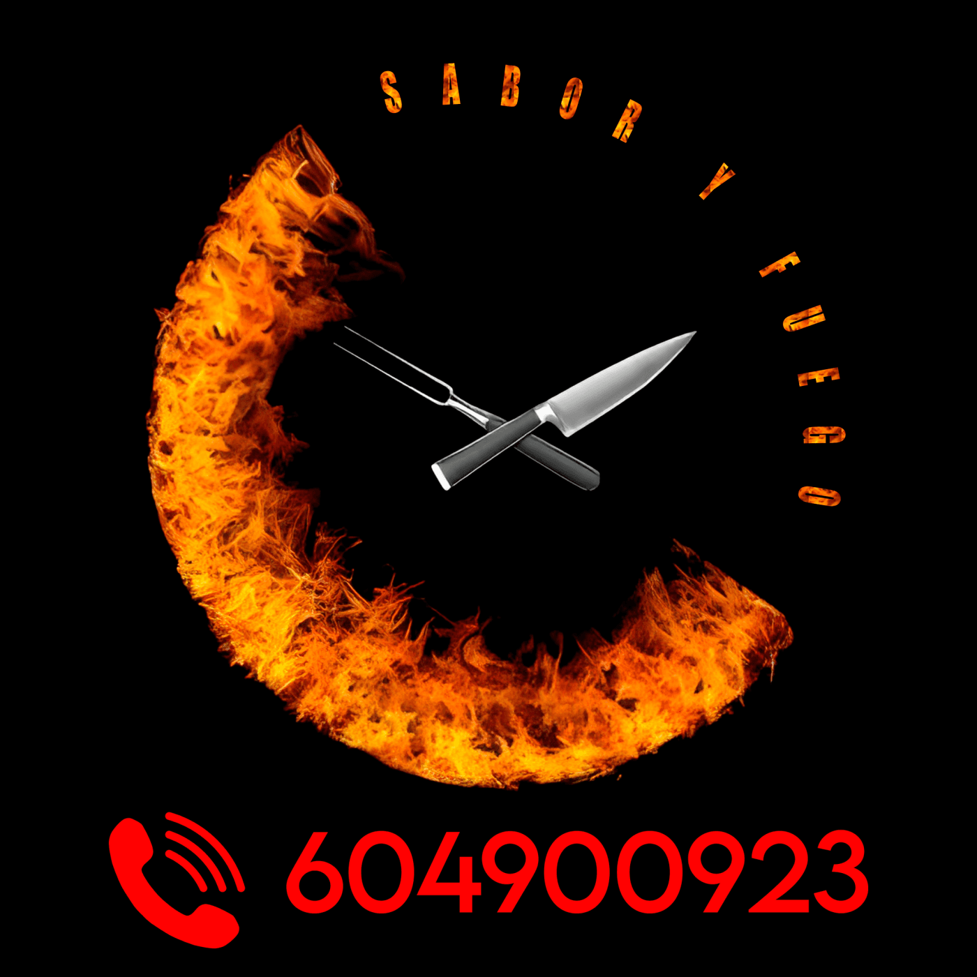 Sabor Y Fuego Logo Con Numero Fondo Negro (1)
