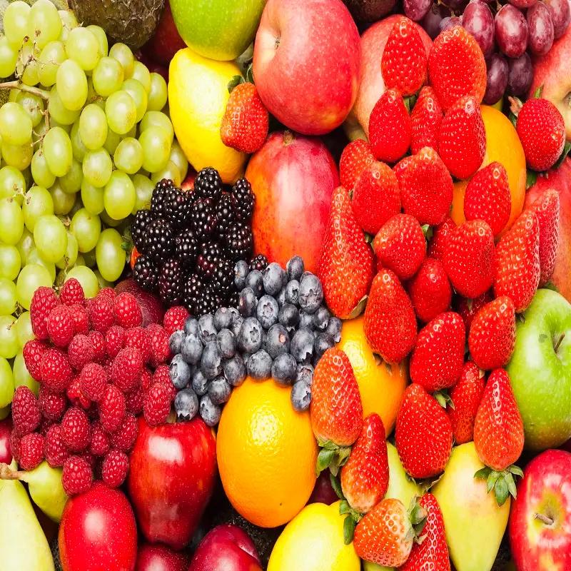 Fresas, moras, frambusas, arandanos, uvas, mancanas y limones