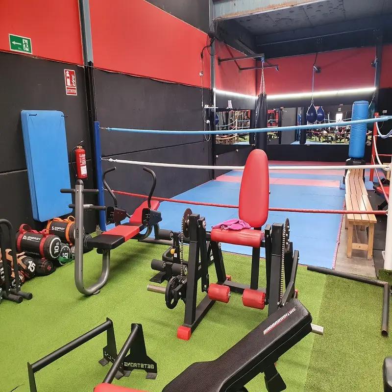 Área de boxeo y máquina de cuádriceps 