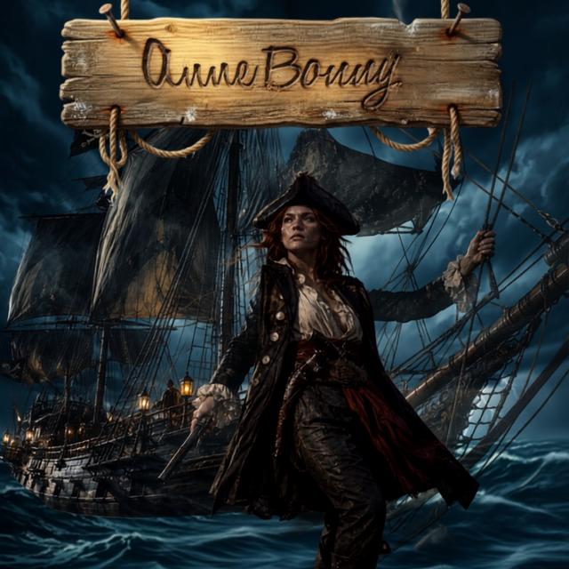 Cartel De Madera Con Anne Bonny (2)