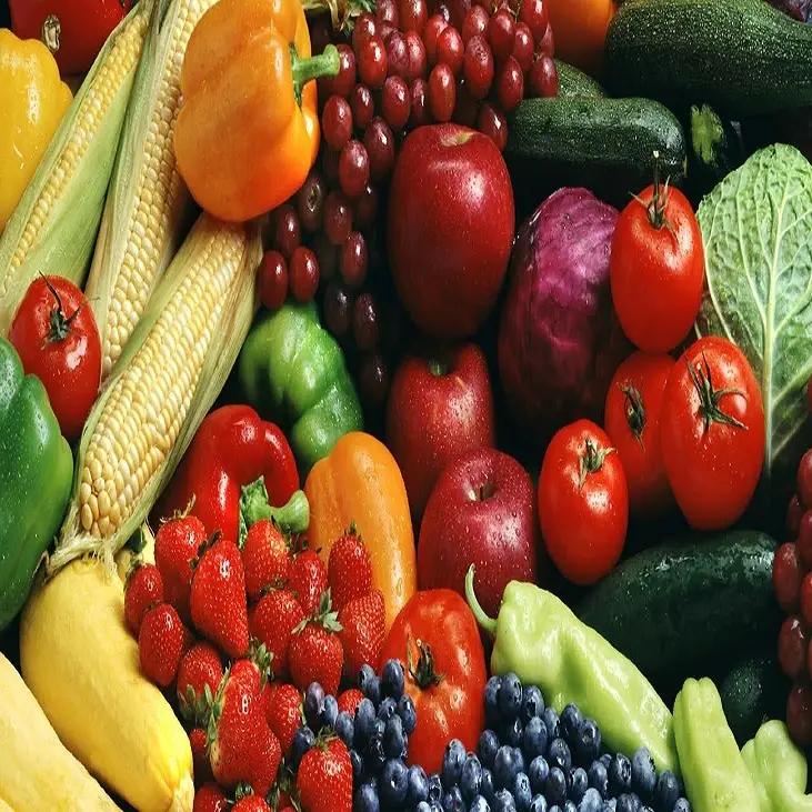 Cartel con frutas y vegetales