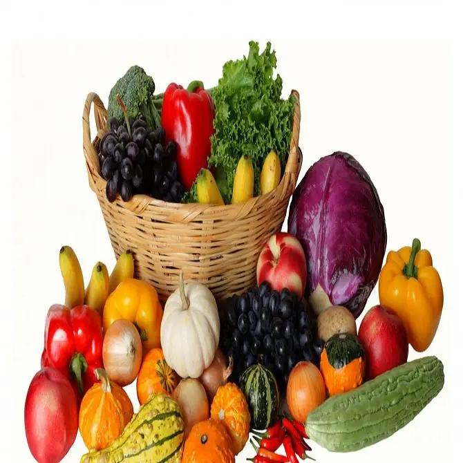 Cesta con fruta y vegetales